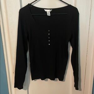 H&M Black Ribbed Long Sleeve Top